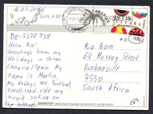 Spain - Modern Used Post Card