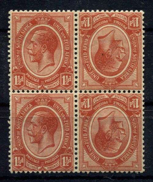 Union of SA - Tete-Beche Block of 4 - 1913 - MM