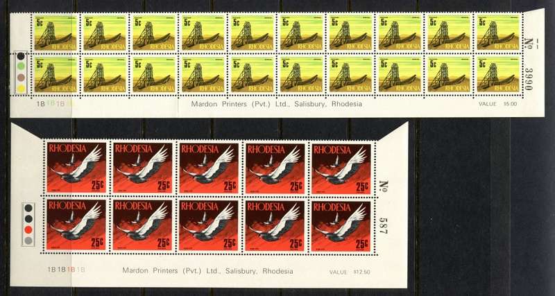 Rhodesia - 3 Double Bottom Rows 1B - 1970 - MNH