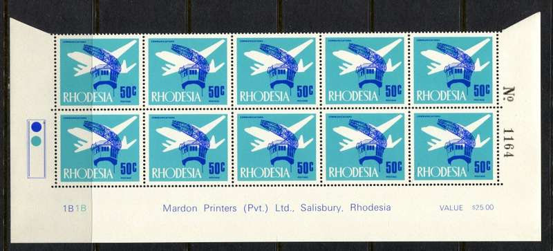 Rhodesia - 3 Double Bottom Rows 1B - 1970 - MNH