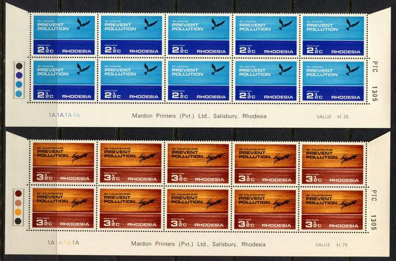 Rhodesia - Set of 4 Double Bottom Rows 1A - 1972 - MNH