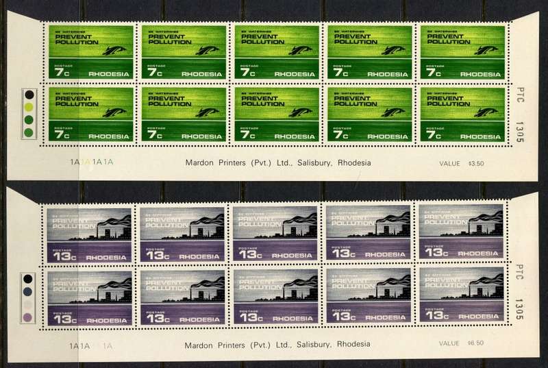 Rhodesia - Set of 4 Double Bottom Rows 1A - 1972 - MNH
