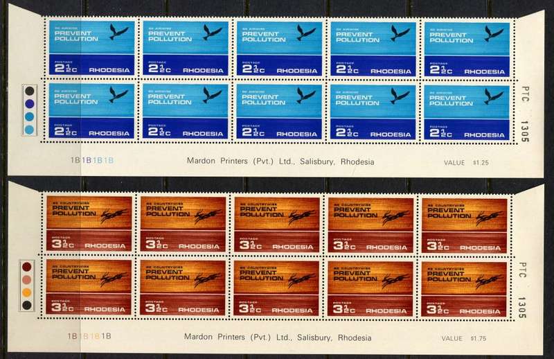 Rhodesia - Set of 4 Double Bottom Rows 1B - 1972 - MNH