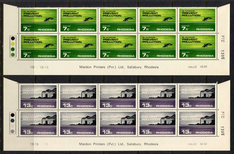 Rhodesia - Set of 4 Double Bottom Rows 1B - 1972 - MNH