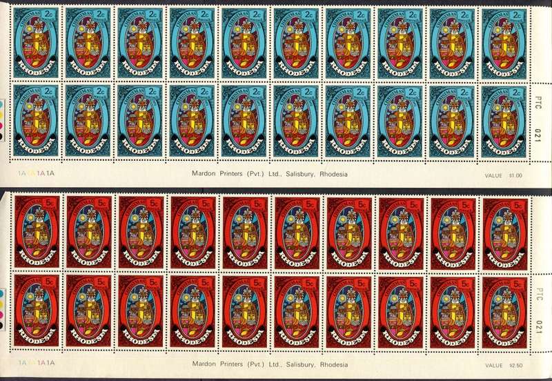 Rhodesia - Set of 3 Double Bottom Rows 1A - 1972 - MNH