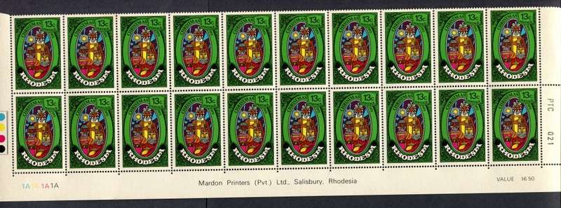 Rhodesia - Set of 3 Double Bottom Rows 1A - 1972 - MNH