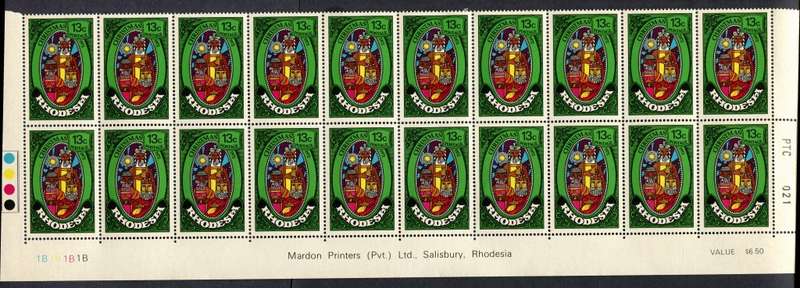 Rhodesia - Set of 3 Double Bottom Rows 1B - 1972 - MNH