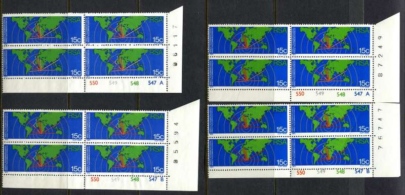 RSA - Set of 4 Control Blocks of 4 A and B - 1973 - MNH - With and Without Watermark