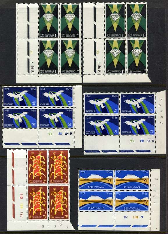 RSA - 6 Control Blocks of 4 - 1966 - MNH