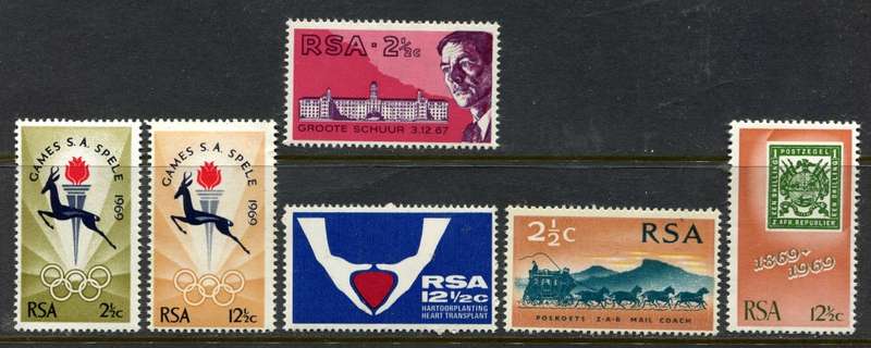 RSA - 6 Stamps of 1969 - MNH