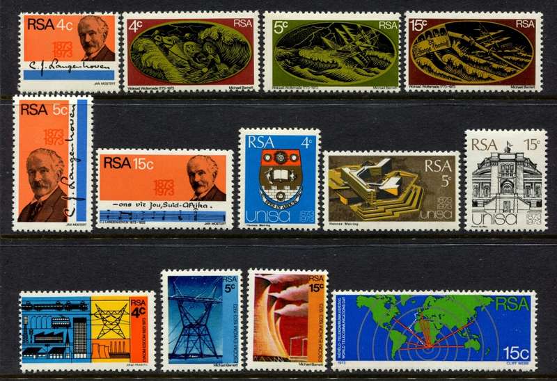 RSA - 13 Stamps of 1973 - MNH