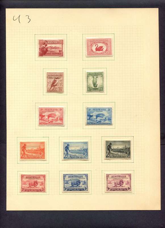 Australia - 12 Stamps Mounted (Hinged) On Album Page