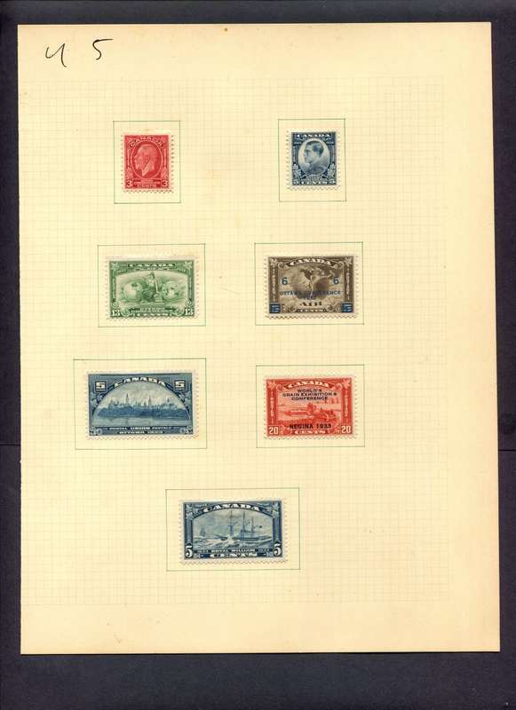 Canada - 7 Stamps Mounted (Hinged) On Album Page