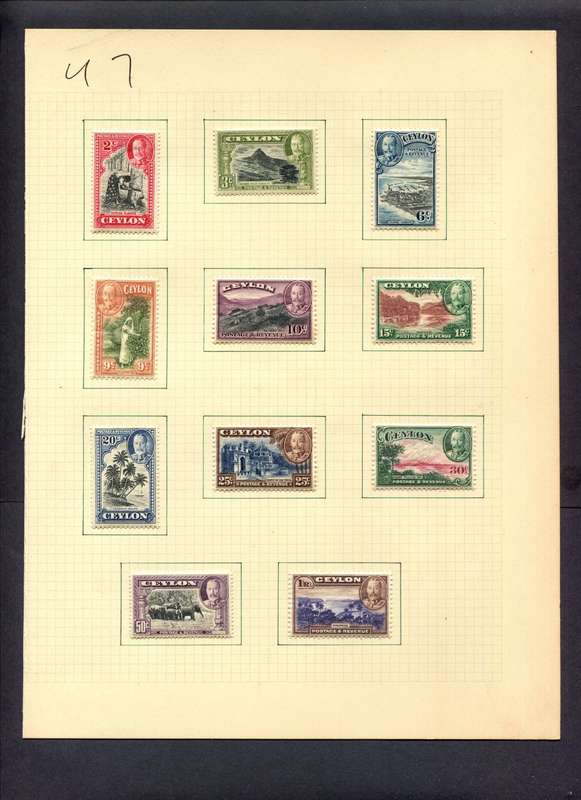 Ceylon - 11 Stamps Mounted (Hinged) On Album Page
