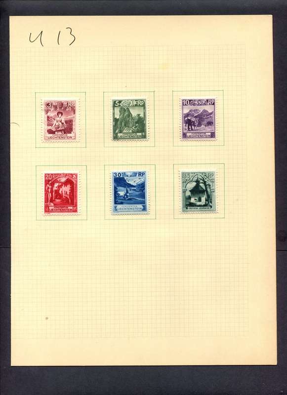 Liechtenstein - 6 Stamps Mounted (Hinged) On Album Page
