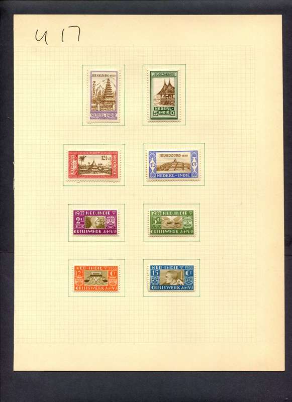 Netherlands Indies - 8 Stamps Mounted (Hinged) On Album Page