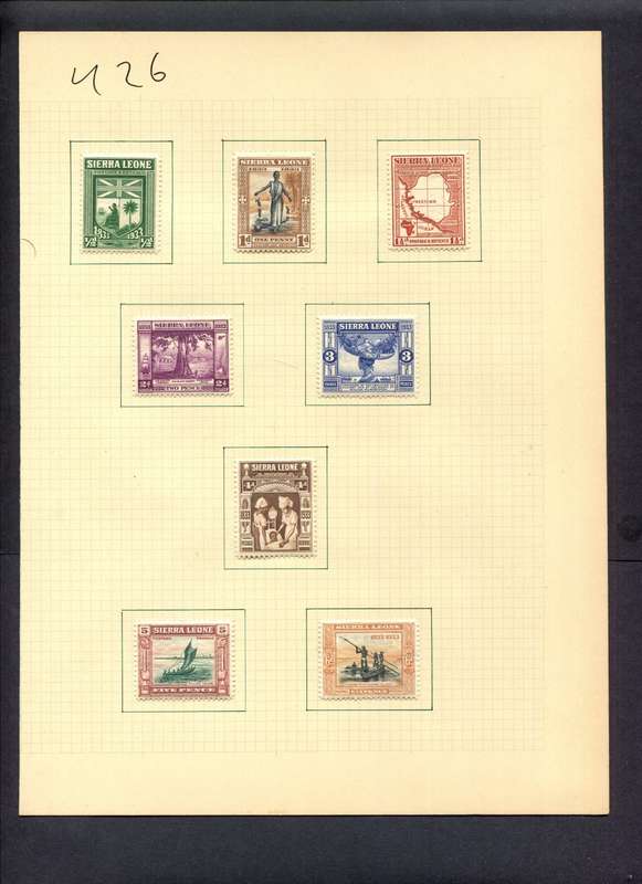 Sierra Leone - 8 Stamps Mounted (Hinged) On Album Page