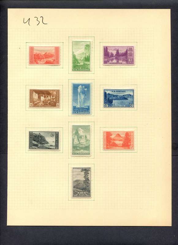 USA - 10 Stamps Mounted (Hinged) On Album Page