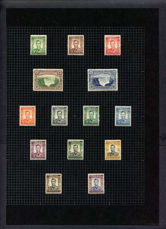 Southern Rhodesia - 14 Stamps Mounted (Hinged) On Album Page