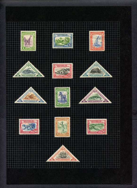 Mozambique - 13 Stamps Mounted (Hinged) On Album Page
