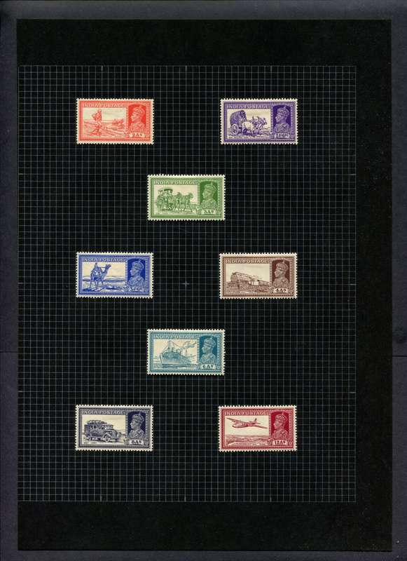 India - 8 Stamps Mounted (Hinged) On Album Page