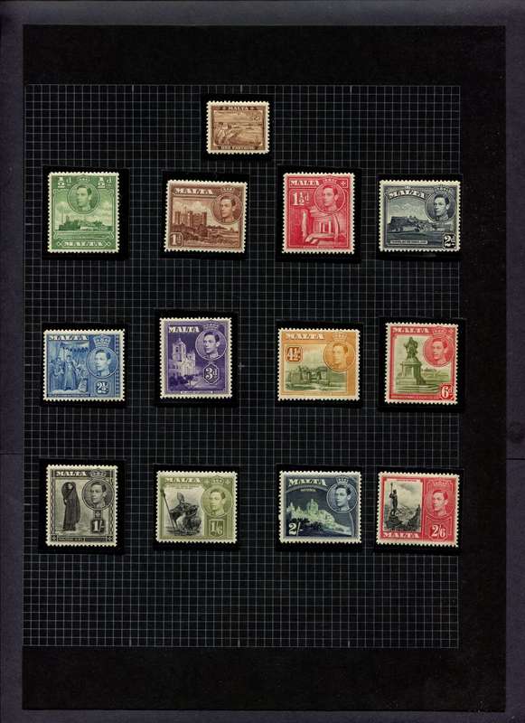 Malta - 13 Stamps Mounted (Hinged) On Album Page