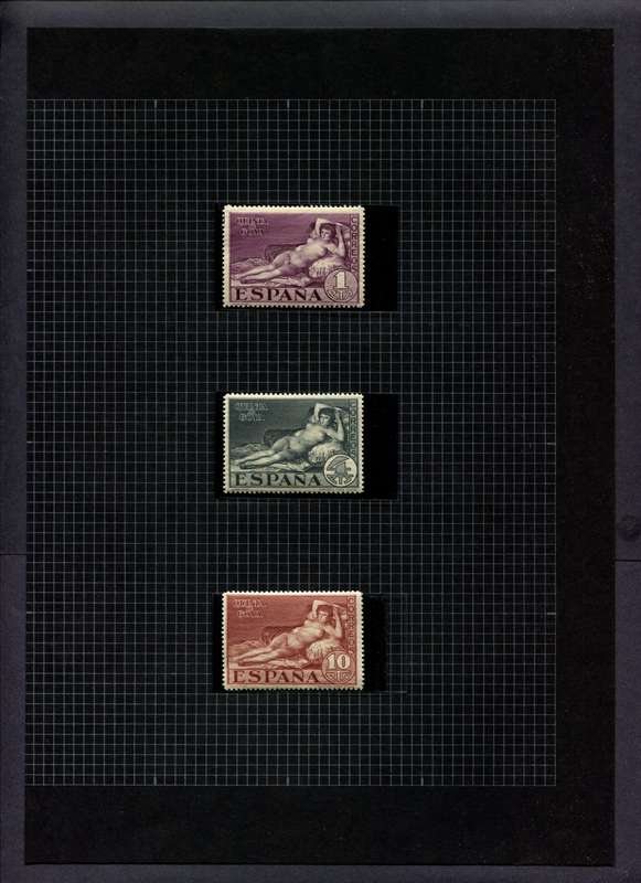 Spain - 3 Stamps Mounted (Hinged) On Album Page