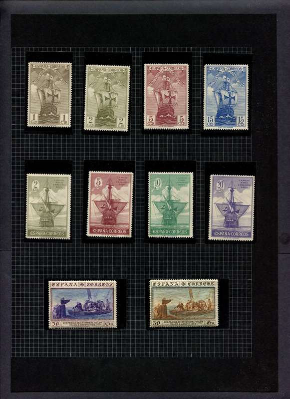 Spain - 10 Stamps Mounted (Hinged) On Album Page