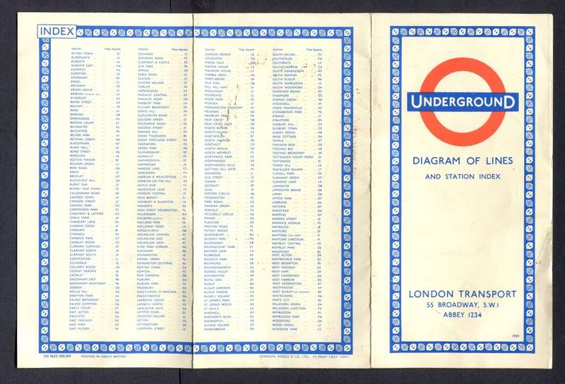 Great Britain - London Underground - Diagram of Linens - 1959