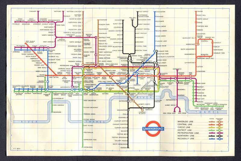 Great Britain - London Underground - Diagram of Linens - 1959
