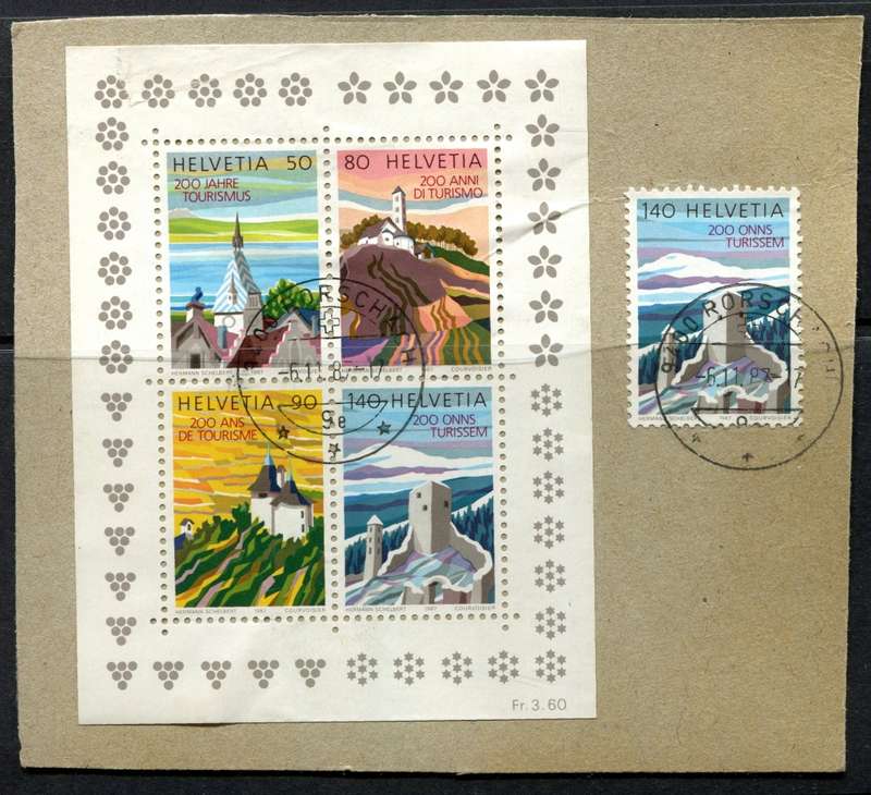 Switzerland - Miniature Sheet Used on Piece