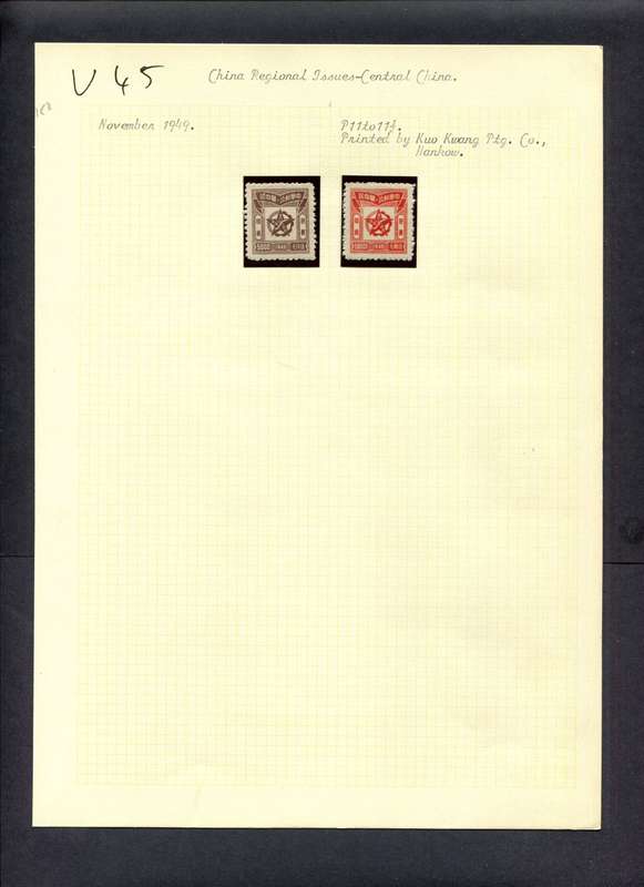 China - 2 Stamps Mounted (Hinged) On Old Album Page