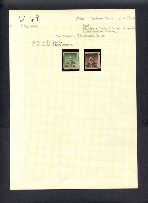 China - 2 Stamps Mounted (Hinged) On Old Album Page