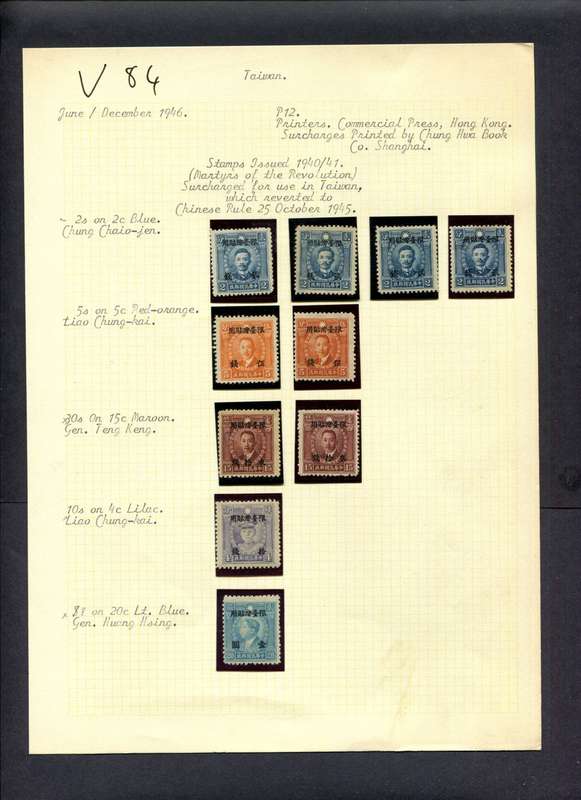 Taiwan - 10 Stamps Mounted (Hinged) On Old Album Page