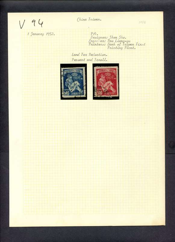 Taiwan - 2 Stamps Mounted (Hinged) On Old Album Page