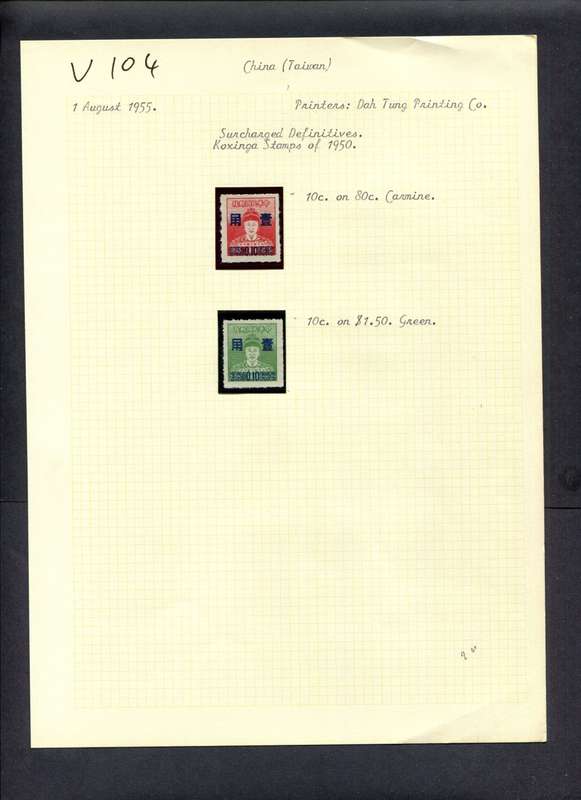 Taiwan - 2 Stamps Mounted (Hinged) On Old Album Page