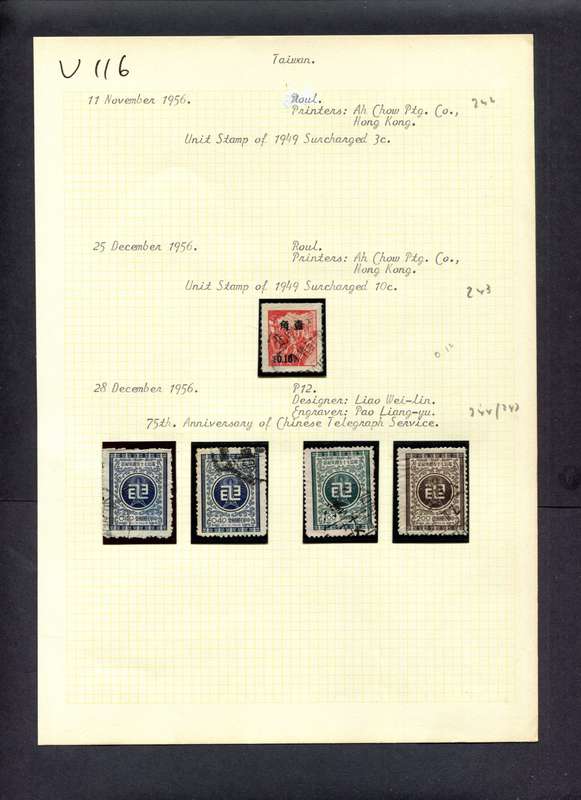 Taiwan - 5 Stamps Mounted (Hinged) On Old Album Page