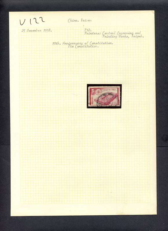Taiwan - 1 Stamp Mounted (Hinged) On Old Album Page