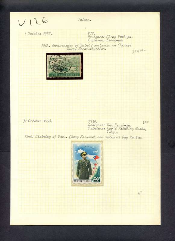 Taiwan - 2 Stamps Mounted (Hinged) On Old Album Page