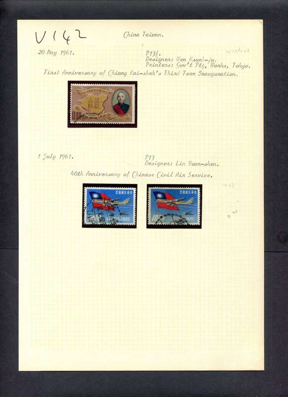Taiwan - 3 Stamps Mounted (Hinged) On Old Album Page