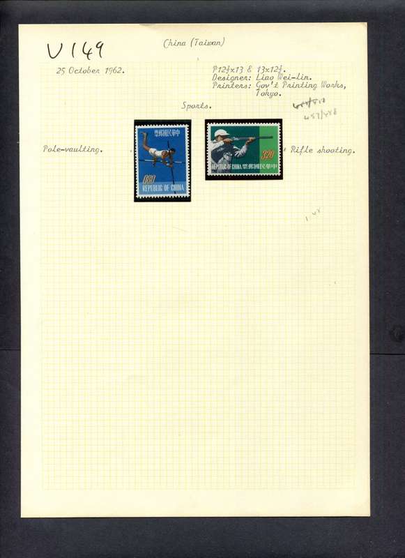 Taiwan - 2 Stamps Mounted (Hinged) On Old Album Page