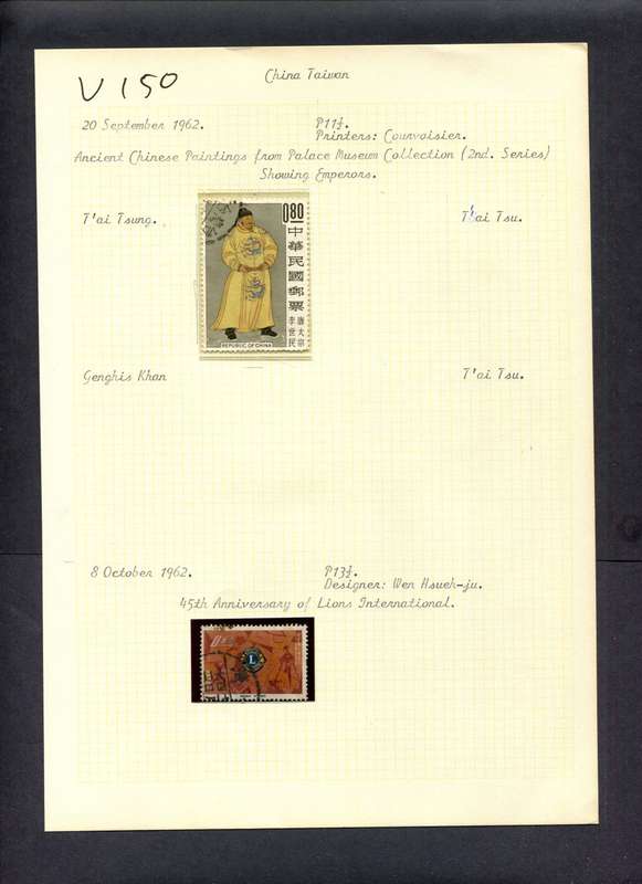 Taiwan - 2 Stamps Mounted (Hinged) On Old Album Page