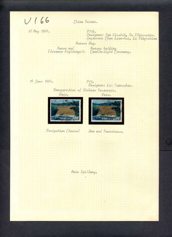 Taiwan - 2 Stamps Mounted (Hinged) On Old Album Page