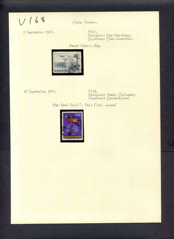 Taiwan - 2 Stamps Mounted (Hinged) On Old Album Page