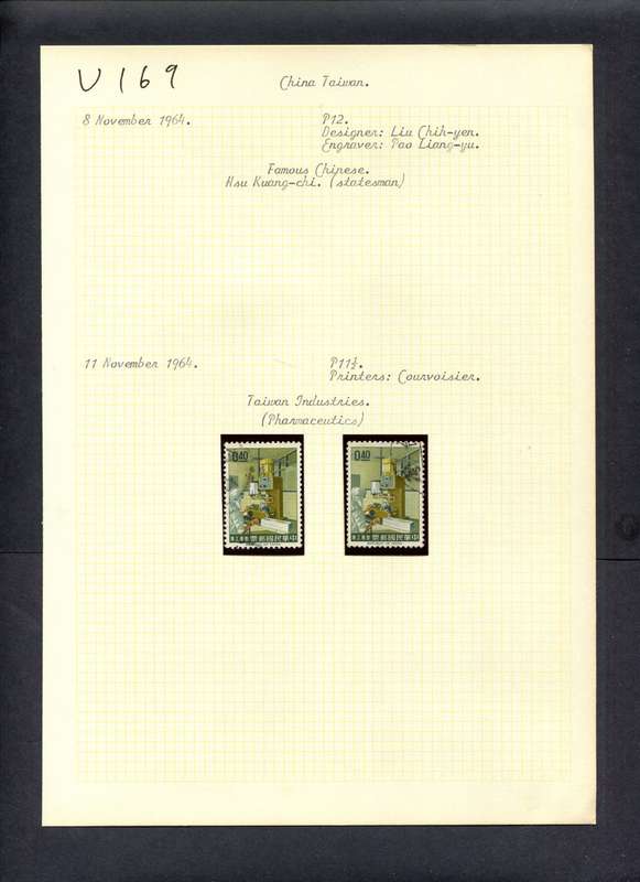Taiwan - 2 Stamps Mounted (Hinged) On Old Album Page
