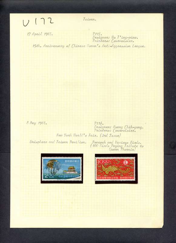 Taiwan - 2 Stamps Mounted (Hinged) On Old Album Page