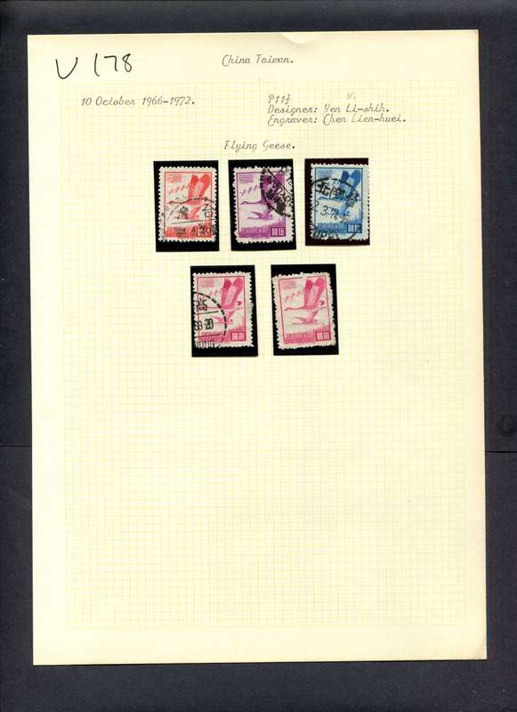 Taiwan - 5 Stamps Mounted (Hinged) On Old Album Page