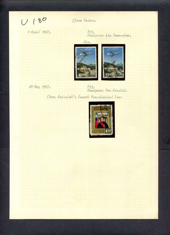 Taiwan - 3 Stamps Mounted (Hinged) On Old Album Page