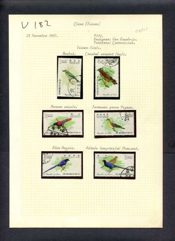 Taiwan - 6 Stamps Mounted (Hinged) On Old Album Page