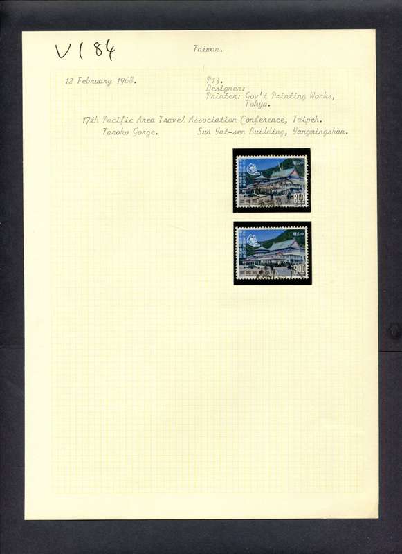 Taiwan - 2 Stamps Mounted (Hinged) On Old Album Page